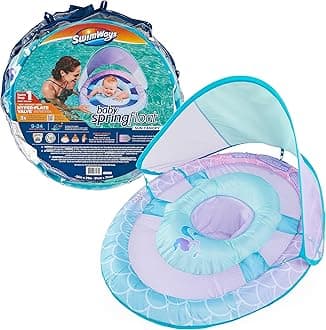 SwimWaysSun Canopy Inflatable Baby Spring Float for Kids 9-24 Months