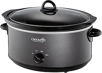 Crock-Pot 7-Quart Manual Slow Cooker, Family Size Serves 8+ People or Fits 6-lb Roast, Removable Stoneware with Warming Setting, Dishwasher Safe for Easy Cleanup, Charcoal