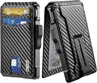 Wallet for Men - with Money Clip Slim Leather Slots Credit Card Holder RFID Blocking Bifold Minimalist Wallet (Carbon Black)