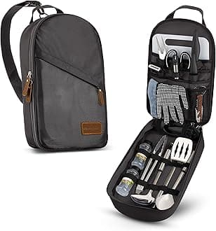 Wealers Camp Kitchen Cooking Utensil Set Travel Organizer Grill Accessories Portable Compact Gear for Backpacking BBQ Camping Hiking Travel Cookware Kit Water Resistant Case