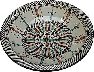 Kasbah Hand Painted Moroccan Ceramic Plate/Platter from Fez, Di 40 H10 cm - Multicoloured Design -
