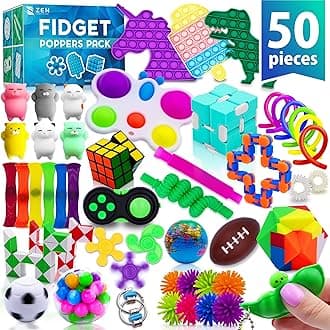 Fidget Poppers Pack – 50 Pcs Fidget Toys, Party Favors for Kids 8-12, Stocking Stuffers, Bulk Sensory Toys for Classroom Treasure Box Prizes, Goodie Bags, Birthday Gifts