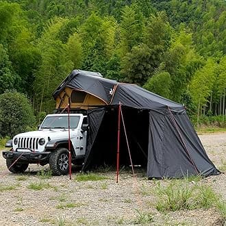 Naturnest Rooftop Tent Hard Shell with Annex Room, Easy Set Up Large Tent for 2-3 Person Camping, Waterproof 4 Season Tents for Truck, Jeep, SUV, Van, Trailer - Sirius 2 with Annex Room