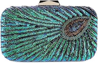 UBORSE Beaded Sequin Peacock Evening Clutch Bags Vintage Evening Bag1920s Party Wedding Purse
