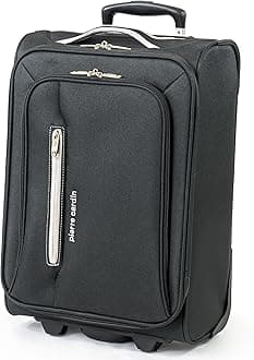 Pierre CardinSoft Sided 18 Inch Suitcase with Wheels - KLM Flybe Emirates Cabin Approved Under 55x40x20 Luggage for TUI Jet2 | Light 1.8kg 48cm 30L (Carry On, Black & Grey)