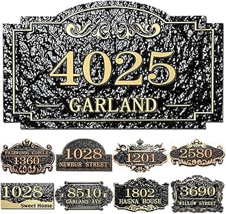 Personalized House Address Plaque Custom House Number Sign 12 Inch Acrylic Street Name Plate Customized Antique Brass or Copper Vintage for Home Room Door Wall Outdoor Mailbox
