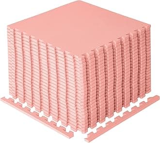 – Gym Flooring Mat, EVA Foam Exercise Mats, Home Workout, Kids Playmat, Pet Mats and Protective Swimming Pool, Hot Tub Outdoor Underlay Matting 50cm x 4 (Blush Pink)