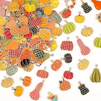 MARFOREVER 120 PCS Pumpkin Charms for Jewelry Making, Fall Charm Assorted Tha...