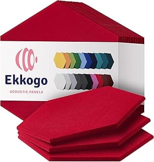 Acoustic Panels 12-Pack Soundproof Wall Panels 14"X12.1"X0.4" Sound Panels High Density Sound Dampening Panels - [Candy Red Hexagon]