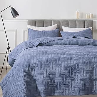 Blue Quilt Cal Super King Size Bedding Sets with Pillow Shams, California Oversized Lightweight Soft Bedspread Coverlet, Quilted Blanket Thin Comforter Bed Cover for All Season, 118x106 inches