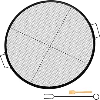 VEVOR Round Fire Pit Grate, 25" Diameter Fire Pit Grill Grate, X-Marks Round Grill Grate, Black Steel Fire Grate, Fire Pit Cooking Grate with Handles, Fire Grill Grate for Outdoor Fire Pit, Campfire