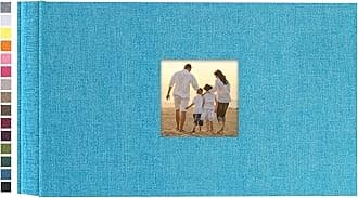 potricher Small Photo Album 4x6 100 Photos Linen Cover Picture Photo Book for Family Wedding Anniversary Baby Vacation (Blue,100 Pockets)
