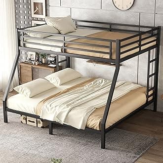 Bellemave Bunk Bed Queen Over King, Heavy Duty Metal Bunk Bed Frame, Black