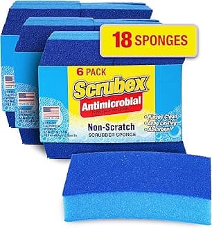 Non-Scratch Odor Resistant Scrub Sponge, Multi-Purpose Sponge for Kitchen and Household, Safe for Non-Stick Cookware (18 sponges)