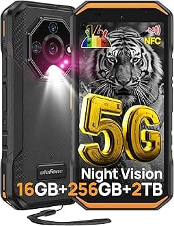 Ulefone Armor X32 Pro 5G Rugged Smartphone, 16GB+256GB/2TB, 64MP+25MP Night Vision, Android 15, 5.65" NFC 3-Card Slot Outdoor Smart Phone, Waterproof IP68 SIM Free Mobile Phones, Orange