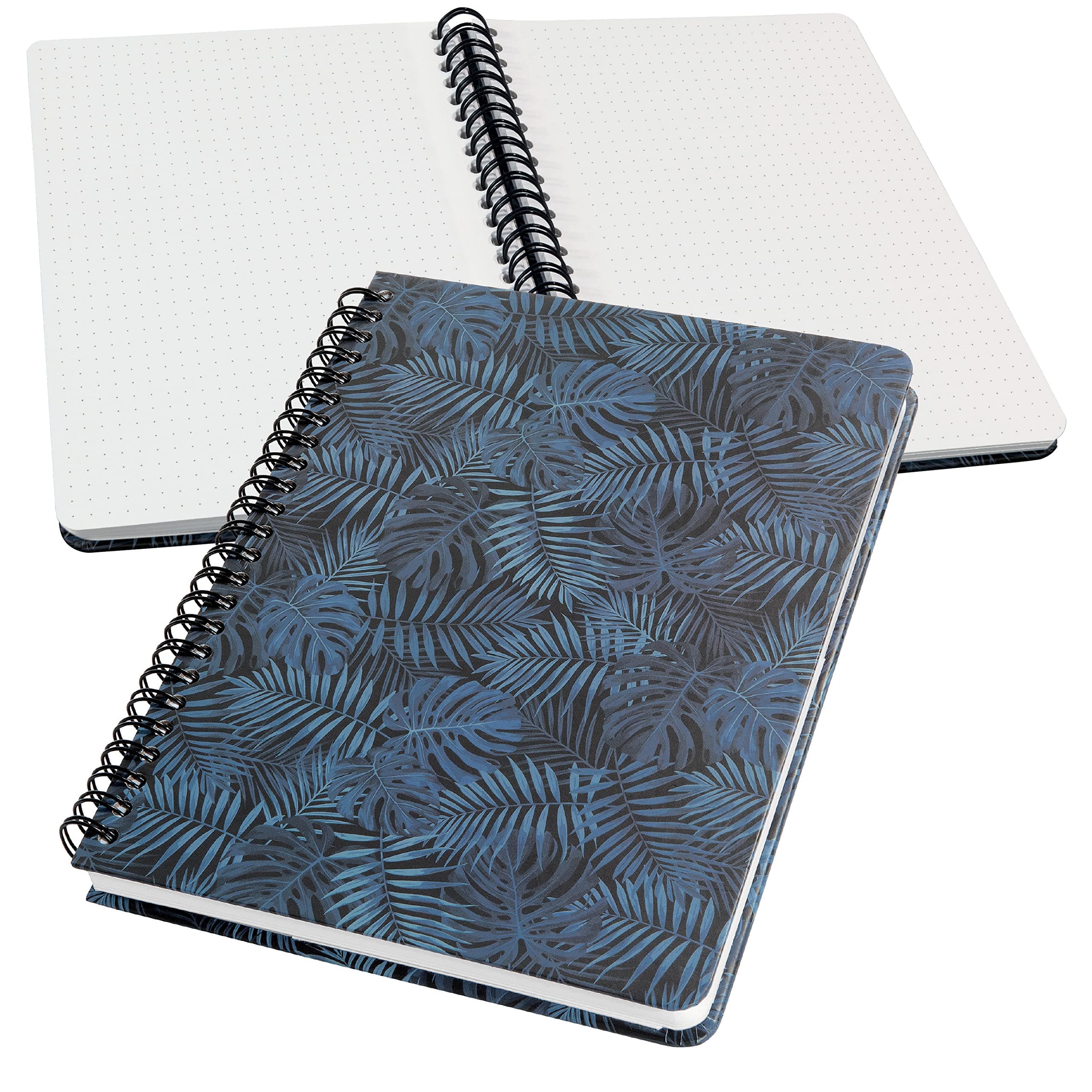 JN602 Spiral notebook basic, A5, dotted, hardcover, jugnle pattern, Blue - Jolie