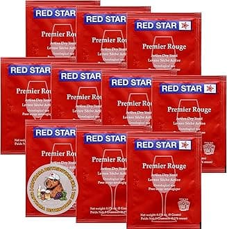 Red Star Premier Rouge Wine Yeast (10 Pack) - Great for Making Wine Cider Mead Kombucha at Home - 5 g Sachets - Saccharomyces cerevisiae - Sold by CAPYBARA Distributors Inc.