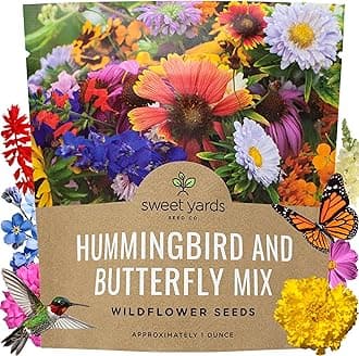 Wildflower Seeds Butterfly and Humming Bird Mix - Large 1 Ounce Packet 7,500+ Seeds - 23 Open Pollinated Annual and Perennial Species
