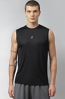 Men's Polyester Sports Sleeveless T Shirt - Gym Vest, Workout Sando, Training Tank Top, Cut Sleeves Quick Dry Tee for Running, Swimming, Badminton, Fitness & Sports
