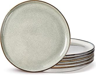 AmorArc Ceramic Plates Set of 6, 8.5 Inch Handmade Reactive Glaze Stoneware Plates set for Dessert, Salad, Appetizer,Dinner, Microwave & Dishwasher Safe, Scratch Resistant