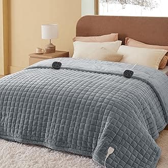 BedsureElectric Blanket King Size - Dual Control Heated Weighted Blanket King with 10 Heat Settings, Fast Heating with 10 Time Settings (100x90 inches, Formal Gray)