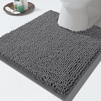 Toilet Rugs U Shaped Washable - 24"x20" Non Slip Plush Contour Bath Rugs for Toilet - Super Soft Absorbent Quick Dry Toilet Mats for Bathroom,Dark Gray