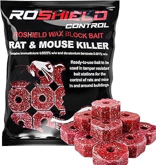 ROSHIELD- Rat/Mouse Poisoning,Poison Blocks 300g, Super Strength, Single-Feed Fast Acting Rat & Mouse Killer, Rat Poison Block Bait - Indoor,Outdoor For Rodent Bait Station Refill Packs…