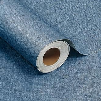 Premium Wall Paper Peel and Stick Modern 17.7" X 196"- Extra Thick, Durable & Luxurious - Navy Blue Textured Grasscloth Peel and Stick Wallpaper for Bathroom, Bedroom, Furniture