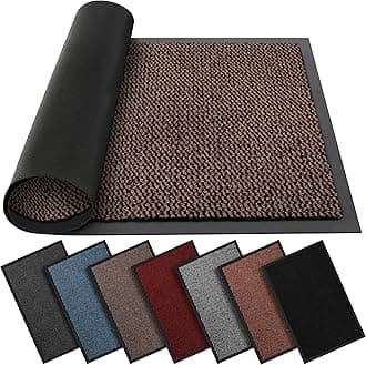 BLADO Washable Door Mats Indoor & Outdoor - Non-Slippery Heavy Duty - Stylish & Large Rubber - Perfect Dust Grabbing Doormats (Brown, 50cm x 80cm)