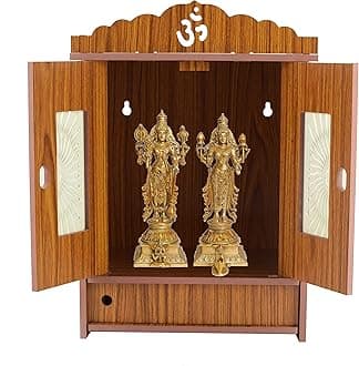 Handmade Beautiful Wooden Temple/Home Temple/Puja Mandir/Wall Hanging and Table Top Home Mandir Temple/Home Decor Beautiful Wooden Temple with Storage Box (RED 2)