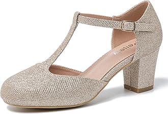 Womens T Strap Mary Jane Shoes Chunky Block Heel Ankle Strap Buckle Dress Pumps