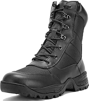 Men's 8 Inches Military Tactical Work Boot With Side Zipper - Lightweight Army Combat Desert Boot for Outdoor Use