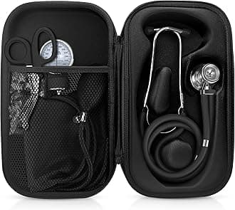 ASA TECHMED Medical Starter Kit – Stethoscope, Durable Blood Pressure Monitor, EMT Shears & Protective Carrying Case – Ideal for Healthcare Students & Professionals, Black