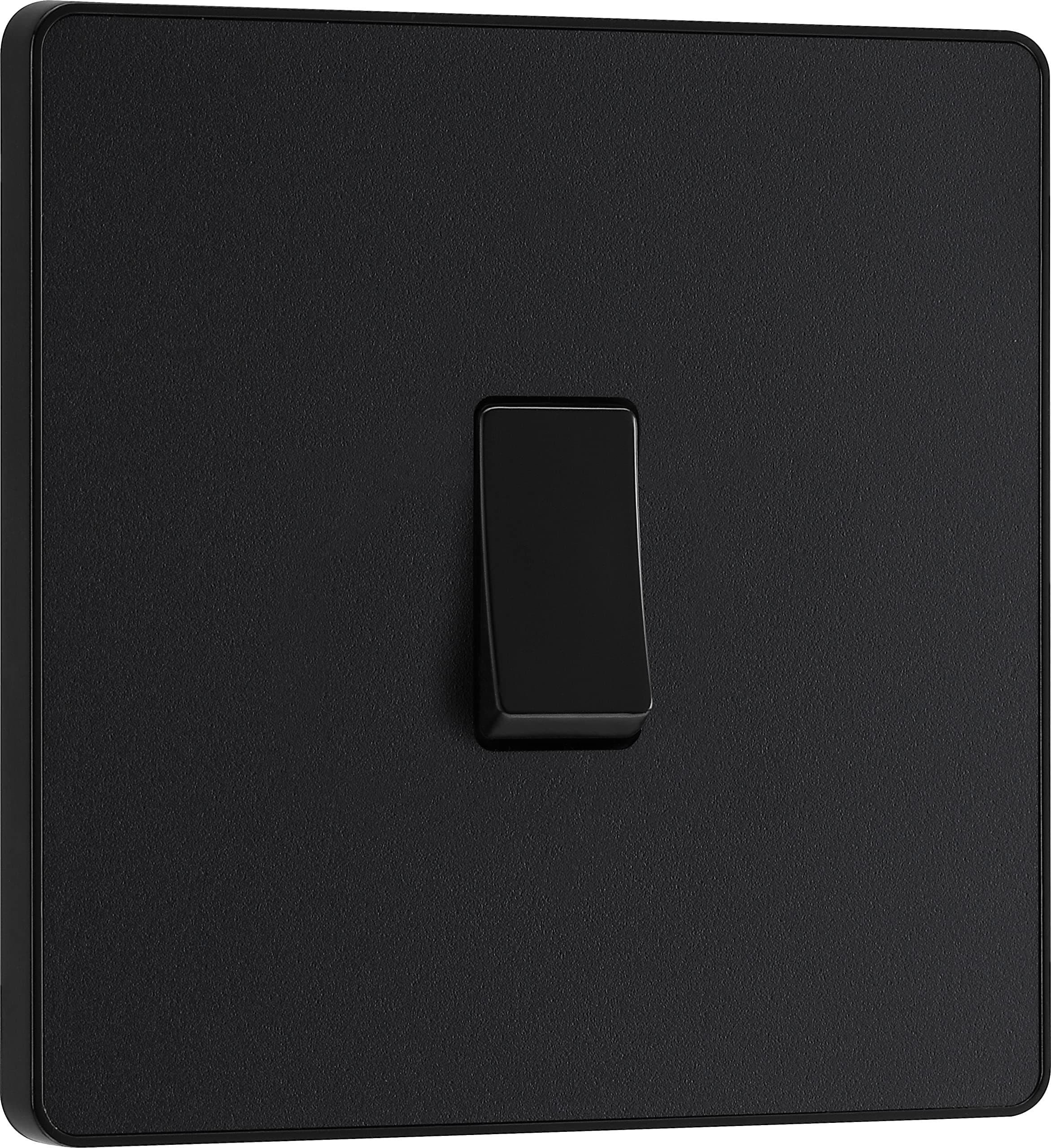 BG Electrical Single Wall Light Switch, 2 Way, Screwless Front Plate, Round Edges, Evolve, Matt Black, 20A, 16AX, PCDMB12B
