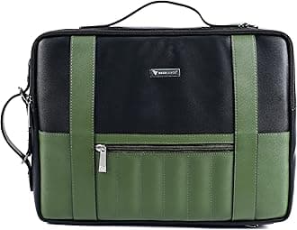 Vaku Luxos ® BARCELONA Laptop Messenger Bag| Briefcase for Men and Women with Premium Collection Sleeve for Macbook 13"|14" with highly durable Straps (Black & Green)