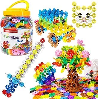 Brain Flakes Viahart Building Toy Set | 500 Piece | Interlocking Disc | STEM Toy | Building and Construction Set | Educational & Learning Toys For Kids, Children | Plastic
