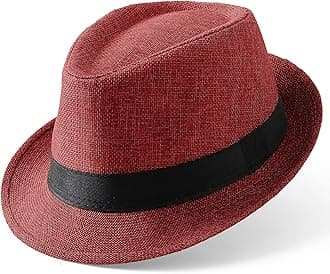 Straw Trilby Fedora Hat for Men-1920s Felt Panama Hat Short Brim Summer Cap with Ribbon