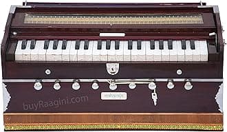 Harmonium - 9 Stop - Sangeeta - 3 1/2 Octave - Coupler Function, Book, Bag - Tuned To A440 - Mahogany Color (PDI-DC)