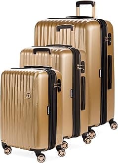 SwissGear 7272 Energie Hardside Expandable Suitcase with Spinner Wheel, Gold, 3-Piece Set (19/24/27), 7272 Energie Hardside Expandable Suitcase with Spinner Wheel, gold