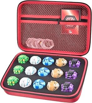 Comecase Organizer Storage Case Compatible with Bakugan Figures, BakuCores and Armored Alliance, Geogan Rising Battle Action Figure (Red+Inside Black Foam)
