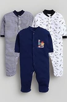 100% Cotton Rompers Sleepsuits Jumpsuit Night Suits for Infants Newborn Baby Boys & Girls