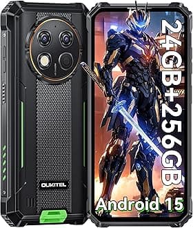 OUKITEL G1 Rugged Smartphone - Android15, 24GB RAM+256GB ROM+1TB,10600mAh Battery,48MP Camera,6.52" Rugge phone,IP68/69K Waterproof 4G Dual Sim-free&Unlocked Mobile Phones,NFC,OTG,GPS,2025 (Green)