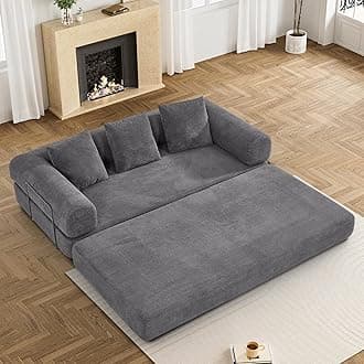 DAMAIFROM Convertible Sleeper Sofa Bed with Pillow,4-in-1 Corduroy Folding Mattress Couch with Fixed-Shape Frame, Futon Fold Out Floor Sofa Cama Lounge Couch for Living Room Bedroom Studio,Grey