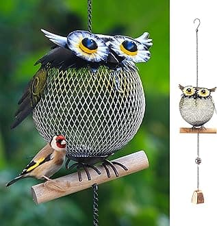Solar Bird Feeders Squirrel-Proof for Outside,Cute Animal Shaped Birdfeeders,Bird feeder Gifts for Bird Lovers (Owl Shaped)