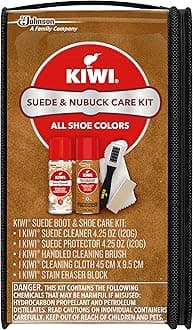 KIWI Suede and Nubuck Shoe Cleaner Kit | For Shoes, Boots, and More | Includes Cleaner, Protector, Brush, Cloth, Eraser Block