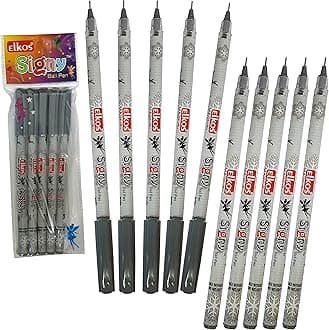 ELKOS SignST Ballpoint Pens, BLACK, 0.7mm Fine Point, Pack of 10, Smooth Writing Ball Pens, Perfect School Office Home Pens, PATEL Black Ball Pen