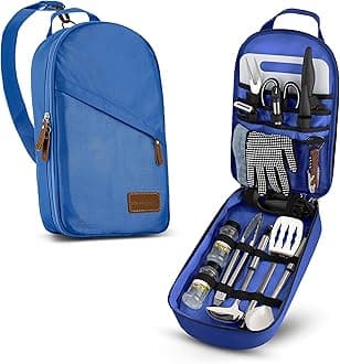 Wealers Camp Kitchen Cooking Utensil Set Travel Organizer Grill Accessories Portable Compact Gear for Backpacking BBQ Camping Hiking Travel Cookware Kit Water Resistant Case