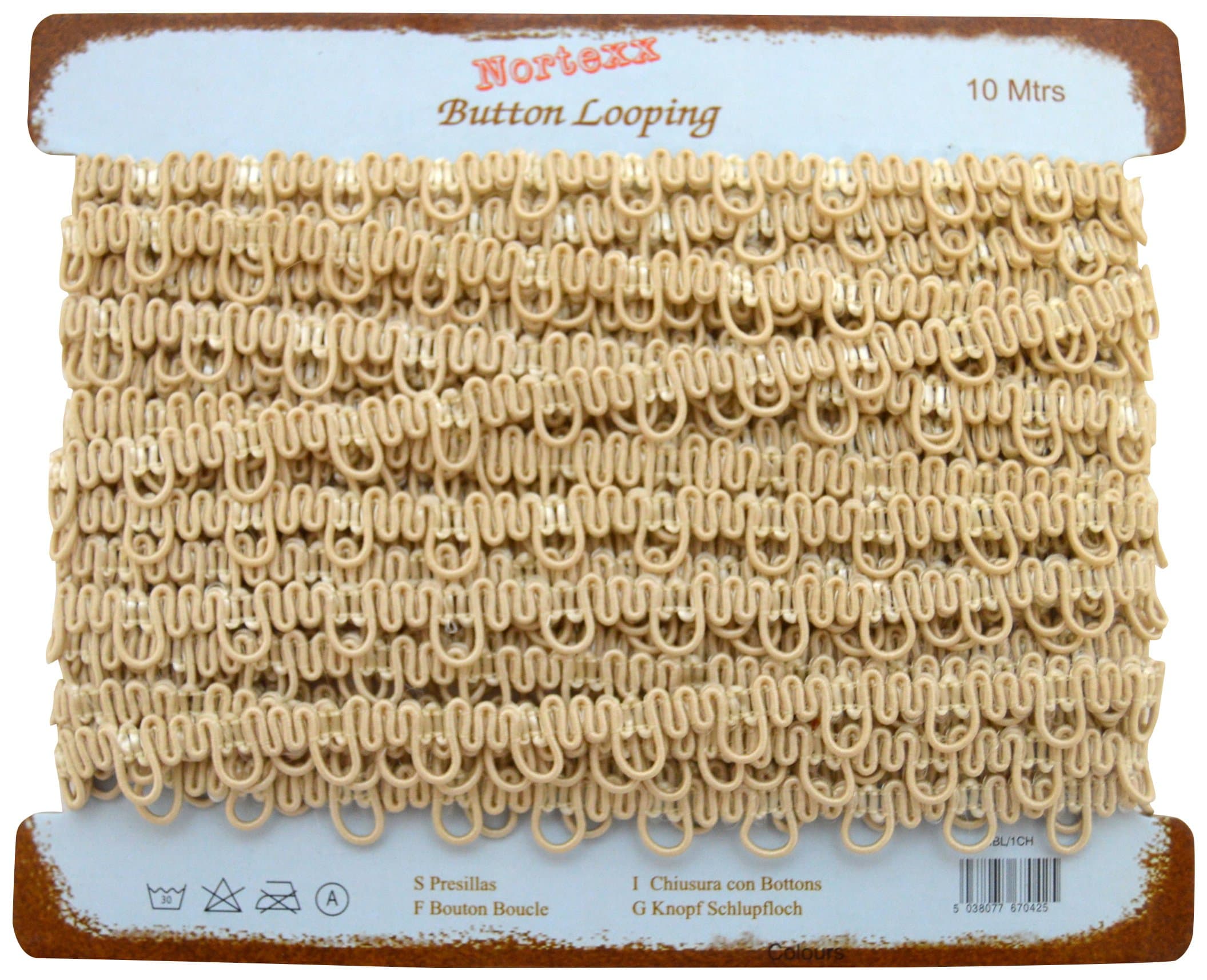 NortexxButton hole looping-Beige 10mm spacing, Polyester blend, 17 x 15 x 2 cm