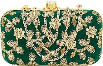 Women's Box Clutch Purse Bag with sling chain