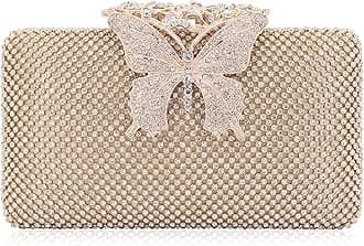 Dexmay Rhinestone Clutch Bag with Crystal Butterfly Clasp Women Evening Handbag Formal Party Purse